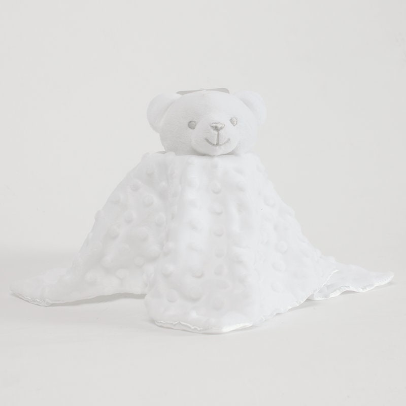 Personalised White Bear Fleece & Silky Blankie • Soft Newborn Comforter • Baby Shower Gift • Nursery Keepsake