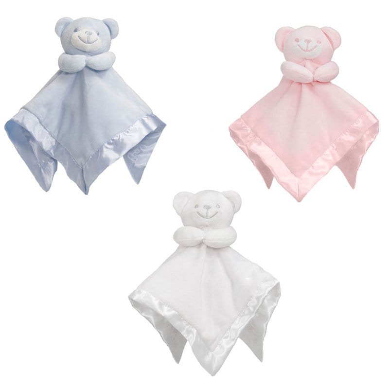 Personalised Blue Bear Silky Fleece Blankie • Soft Baby Comforter • Baby Shower Gift • Newborn Snuggle Keepsake