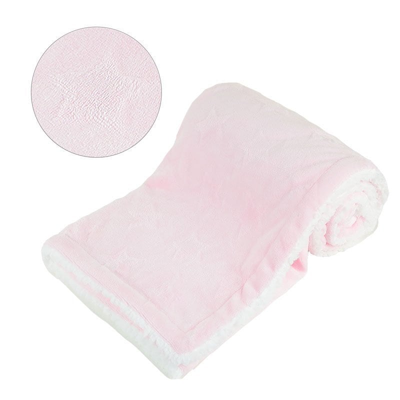Personalised Pink Star Sherpa Baby Blanket • Soft Embossed Comforter • Baby Shower Gift • Newborn Keepsake