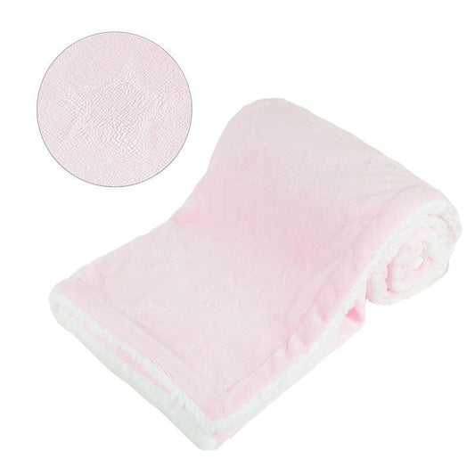Personalised Pink Star Sherpa Baby Blanket • Soft Embossed Comforter • Baby Shower Gift • Newborn Keepsake