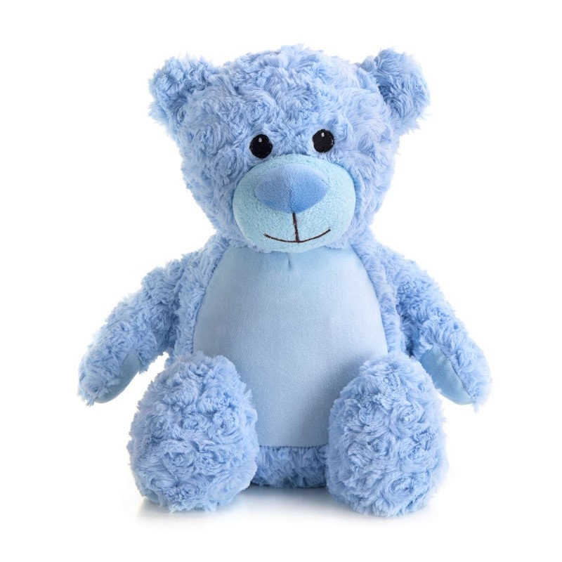 Personalised Embroidered Blue Teddy Bear • Soft Plush Cuddly Toy • Baby Gift • Nursery Keepsake • Christening or Birthday Present, Tummi