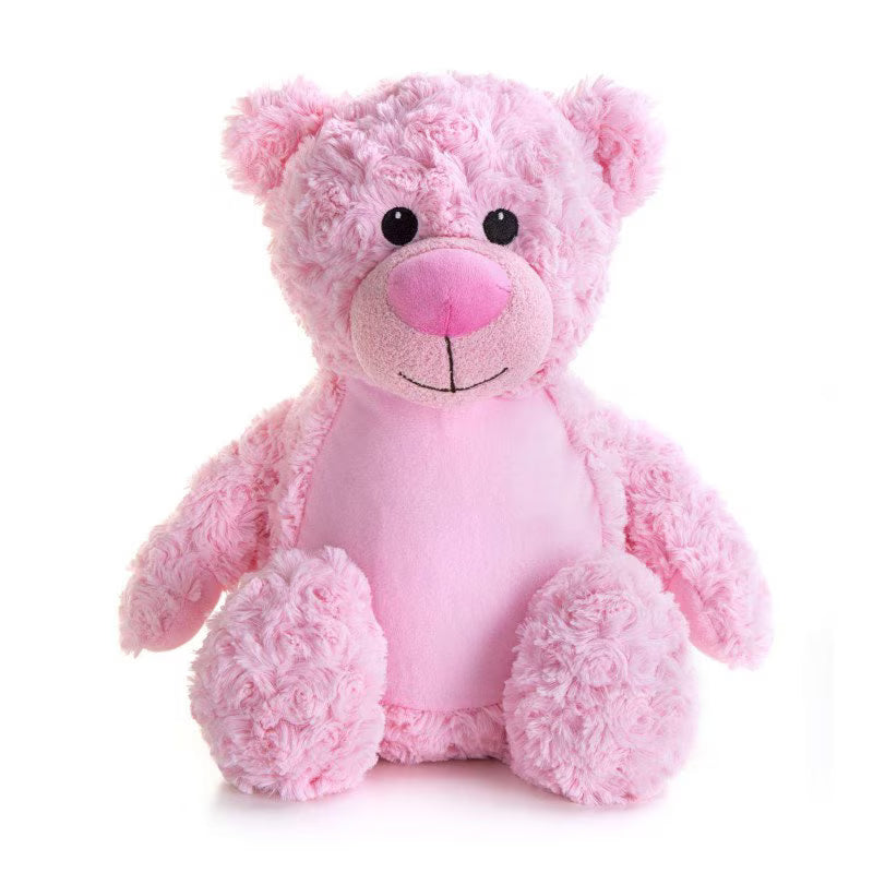 Pink teddy bear on a white background