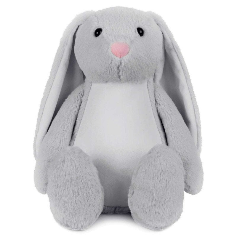 Personalised Embroidered Grey Bunny Teddy • Birth Stats Keepsake • Soft Cuddly Rabbit • New Baby Gift • Nursery Decor Plush, Tummi