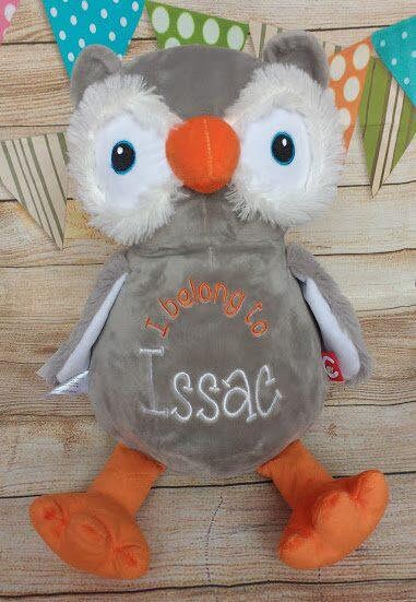 Personalised Embroidered Owl Plush, Cubbies New Baby Keepsake