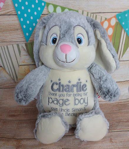Personalised Embroidered Bunny Teddy • Soft Cuddly Rabbit Toy • Baby Shower Gift • Easter Nursery Keepsake • New Baby Present, Cubbies