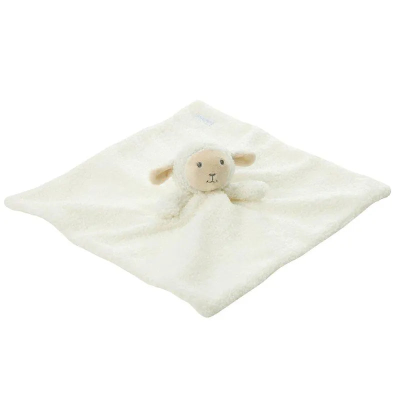 White plush toy with a face on a white background