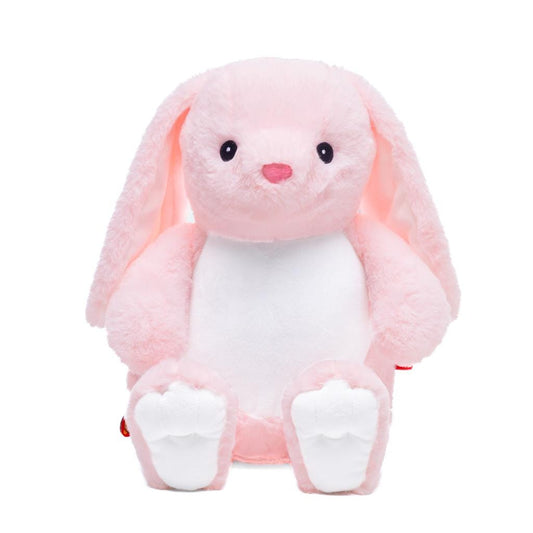 Personalised Embroidered Pink Bunny Rabbit Teddy • Baby Shower Gift • Soft Toy Plush • Nursery Keepsake • Easter, Birthday Present, Cubbies