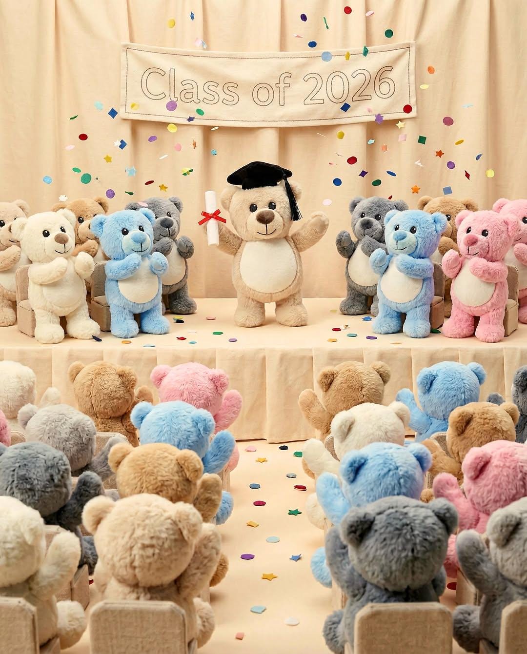 Personalised Printed Cream Bear • Custom Photo Teddy • Baby Gift • Birthday or Christening Keepsake- Tummi