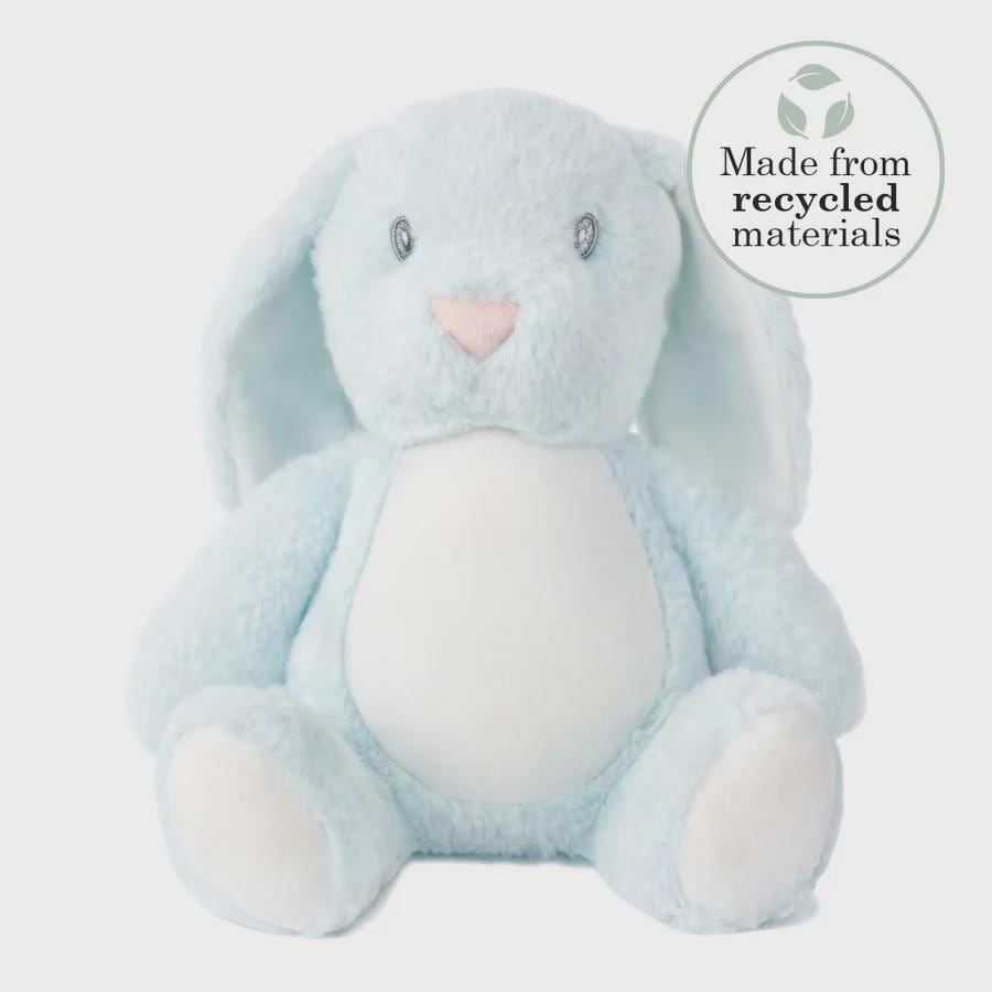 Personalised Printed Blue Bunny Rabbit • Soft Plush Toy • Baby Shower Favourite • Nursery Keepsake • Birthday Present