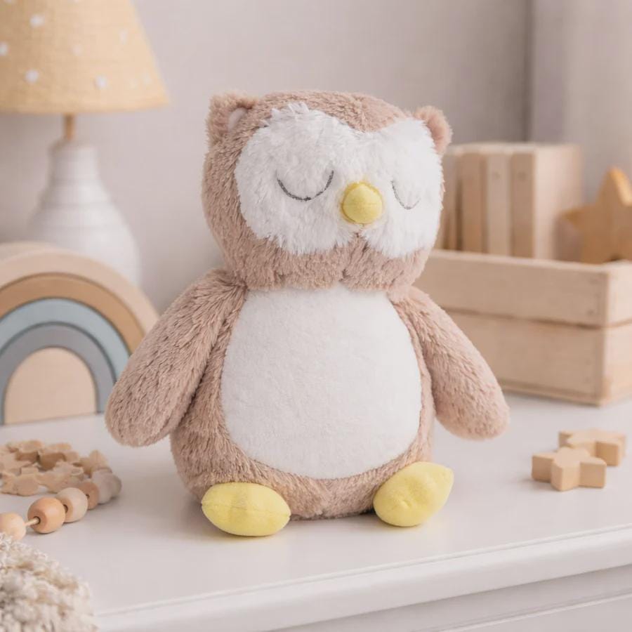 Personalised Printed Owl Plush, New Baby Keepsake
