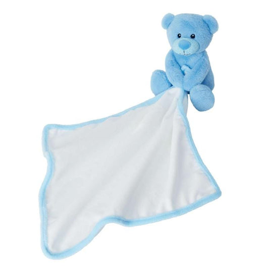 Personalised Embroidered Blue Bear Baby Comforter, Tummi Christening Gift