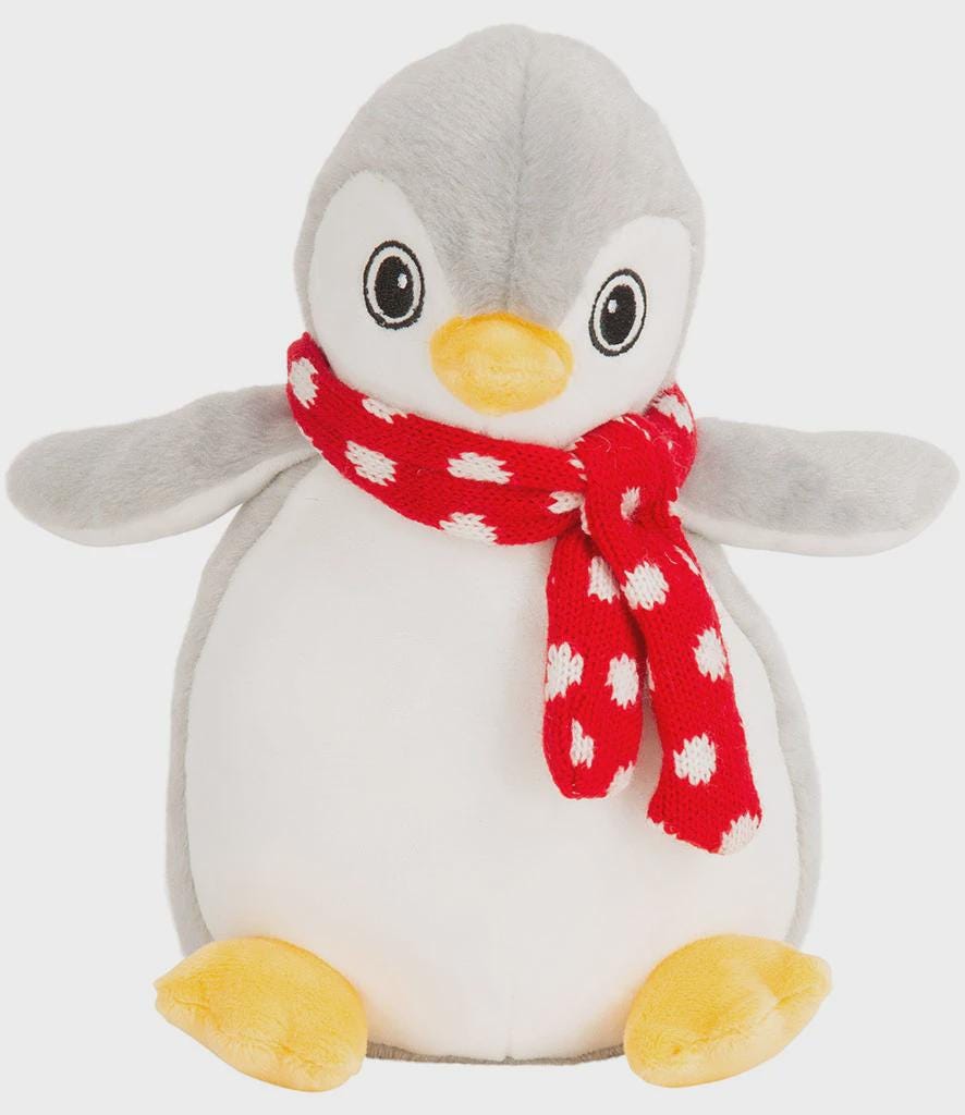 Personalised Printed Penguin Plush, Winter, Christmas- Mumbles