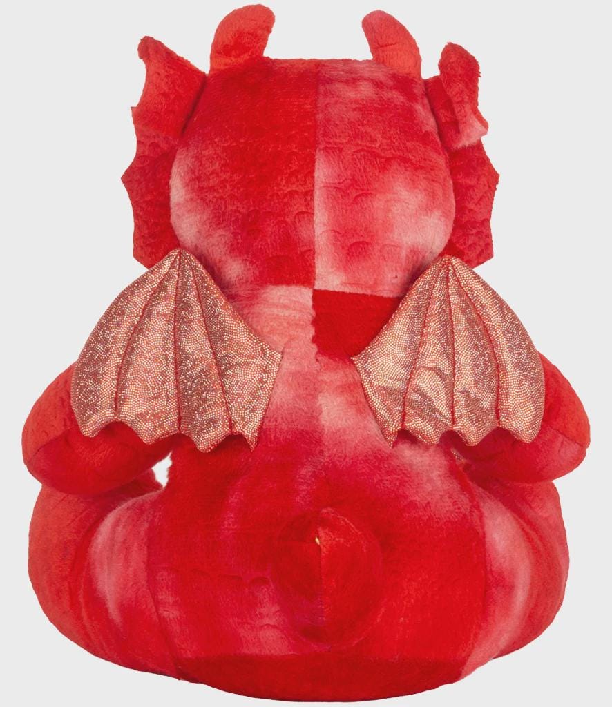 Personalised Printed Red Dragon Dinosaur Soft Toy • Prehistoric Nursery Decor • Baby Shower Gift • Wales, Welsh Dragon - Mumbles
