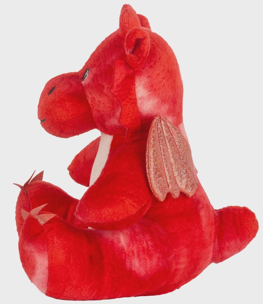 Personalised Printed Red Dragon Dinosaur Soft Toy • Prehistoric Nursery Decor • Baby Shower Gift • Wales, Welsh Dragon - Mumbles