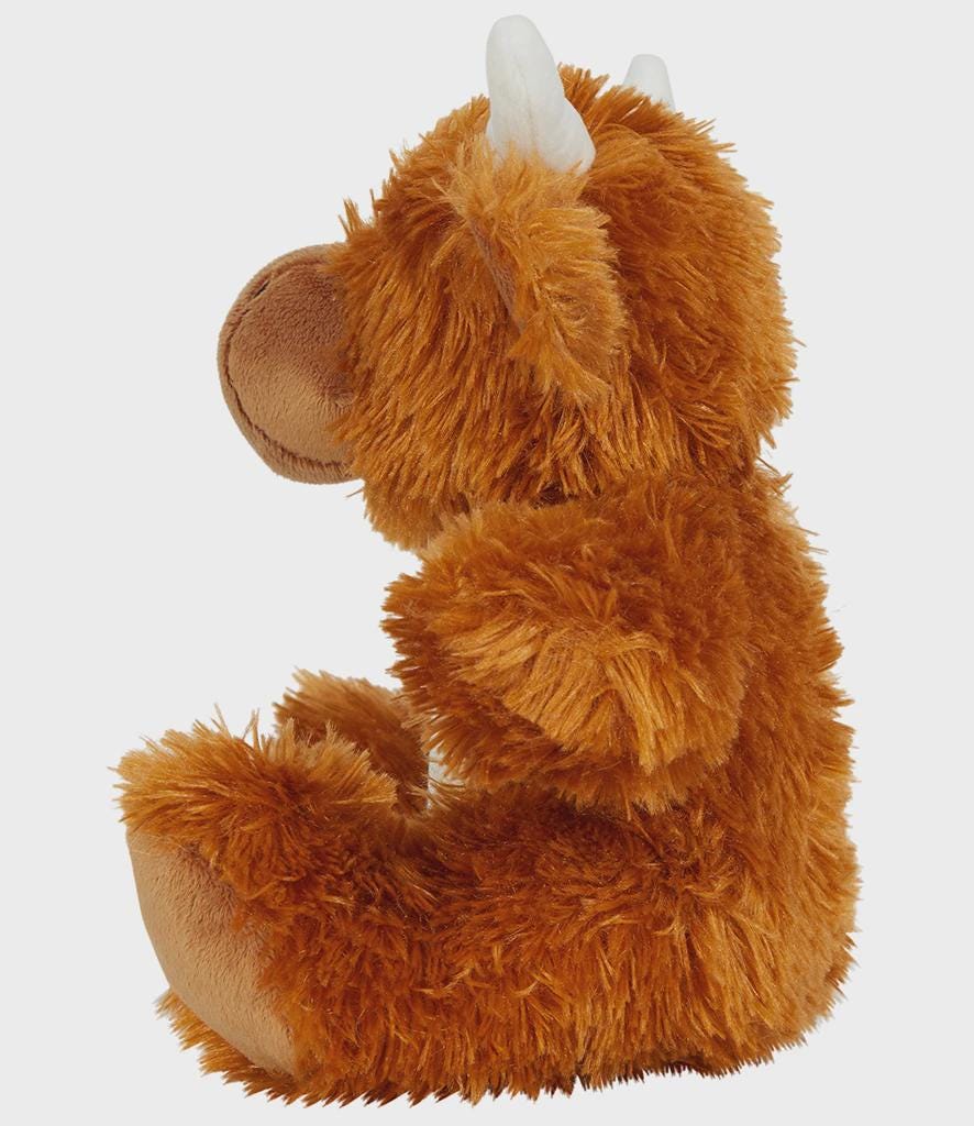 Personalised Printed Highland Cow Plush, Mumbles Farm Baby Gift
