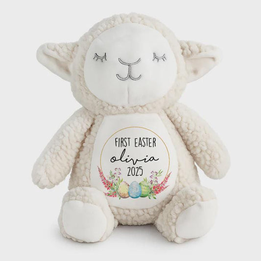 Personalised Printed Lamb Sheep Teddy • Farm Nursery Gift • Soft Cuddly Toy • New Baby Keepsake • Christening or Birthday Present