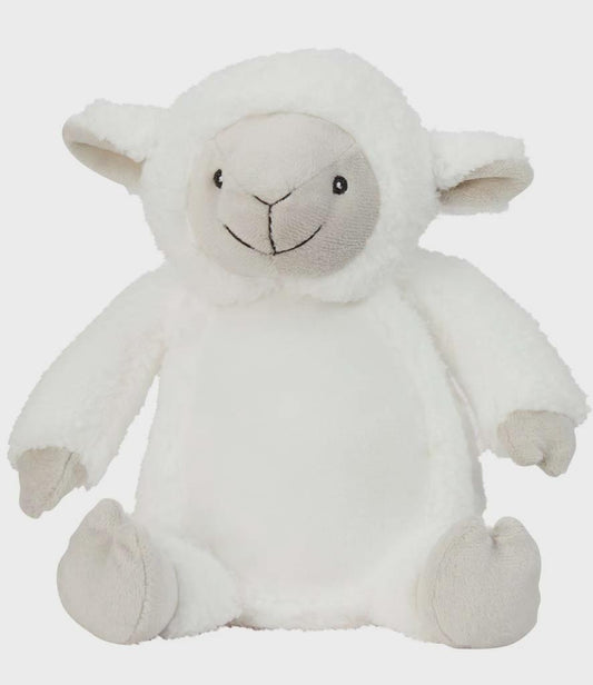 Personalised Printed Lamb Sheep Teddy • Farm Nursery Gift • Soft Cuddly Toy • New Baby Keepsake • Christening or Birthday Present- Mumbles