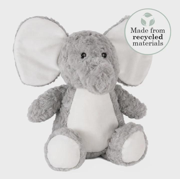 Personalised Printed Elephant Soft Toy • Safari Nursery Decor • Soft Cuddly Plush • Baby Gift • Birthday or Christening Present