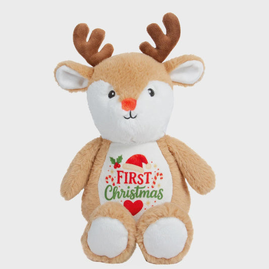 Personalised Printed Reindeer Plush • Christmas Nursery Decor • Soft Cuddly Toy • Baby Keepsake • Festive Gift Idea