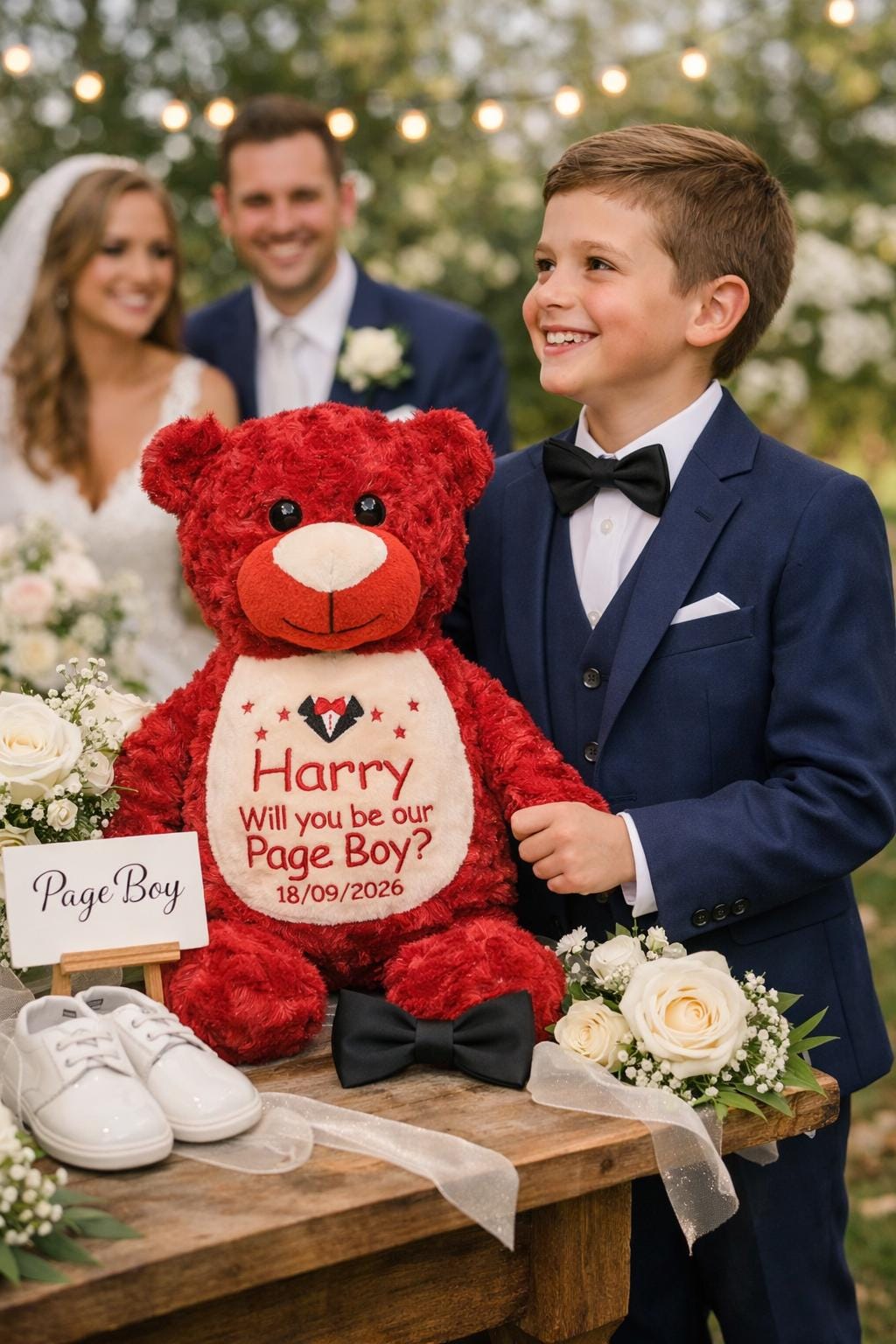 Personalised Embroidered Red Teddy Bear, Tummi Birthday Gift