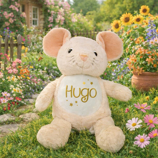 Personalised Printed Mouse Plush • Woodland Nursery Decor • Soft Huggable Toy • Baby Shower Gift • Birthday Keepsake- Tummi