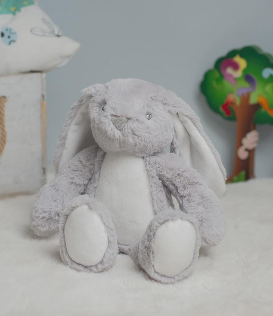 Personalised Printed Grey Bunny Rabbit • Soft Plush Toy • Baby Gift Keepsake • Nursery Decor • Birthday Present- Mumbles