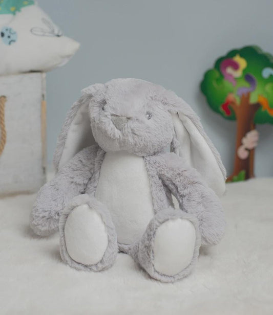 Personalised Printed Grey Bunny Rabbit • Soft Plush Toy • Baby Gift Keepsake • Nursery Decor • Birthday Present- Mumbles