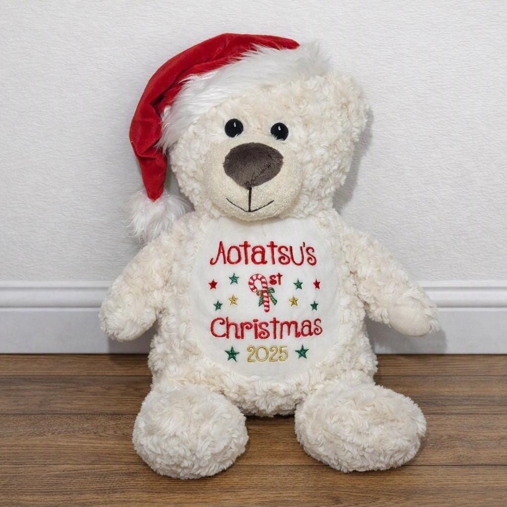 Personalised Embroidered Teddy - Custom Soft Toy Plush Gift - Tummi - 1st Christmas
