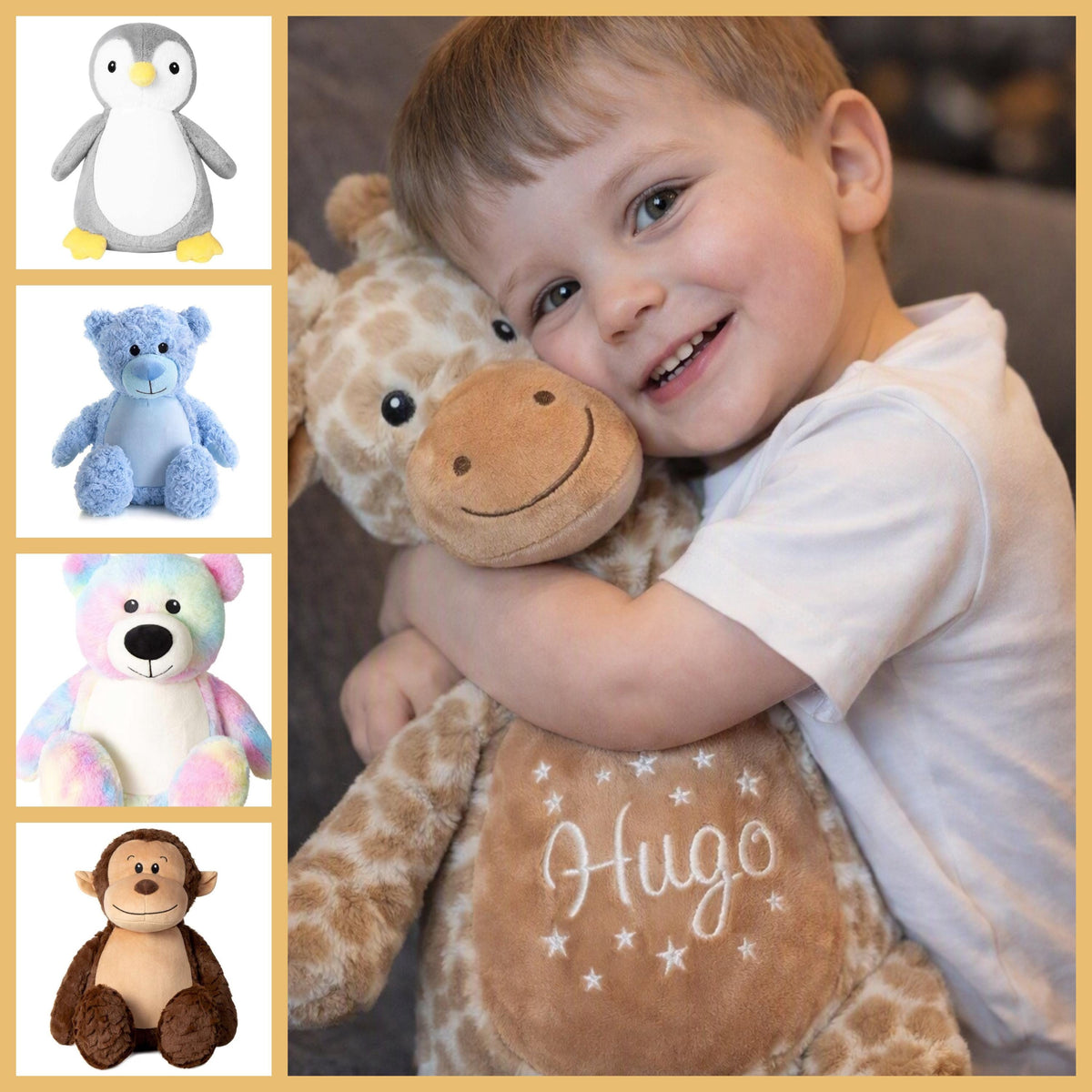 Personalised Embroidered Teddy - Custom Soft Toy Plush Gift - Tummi - Name or Birth Block Keepsake