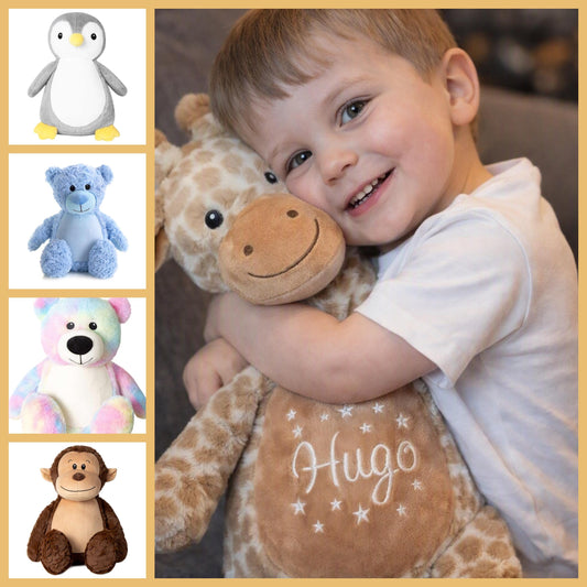 Personalised Embroidered Teddy - Custom Soft Toy Plush Gift - Tummi - Name or Birth Block Keepsake