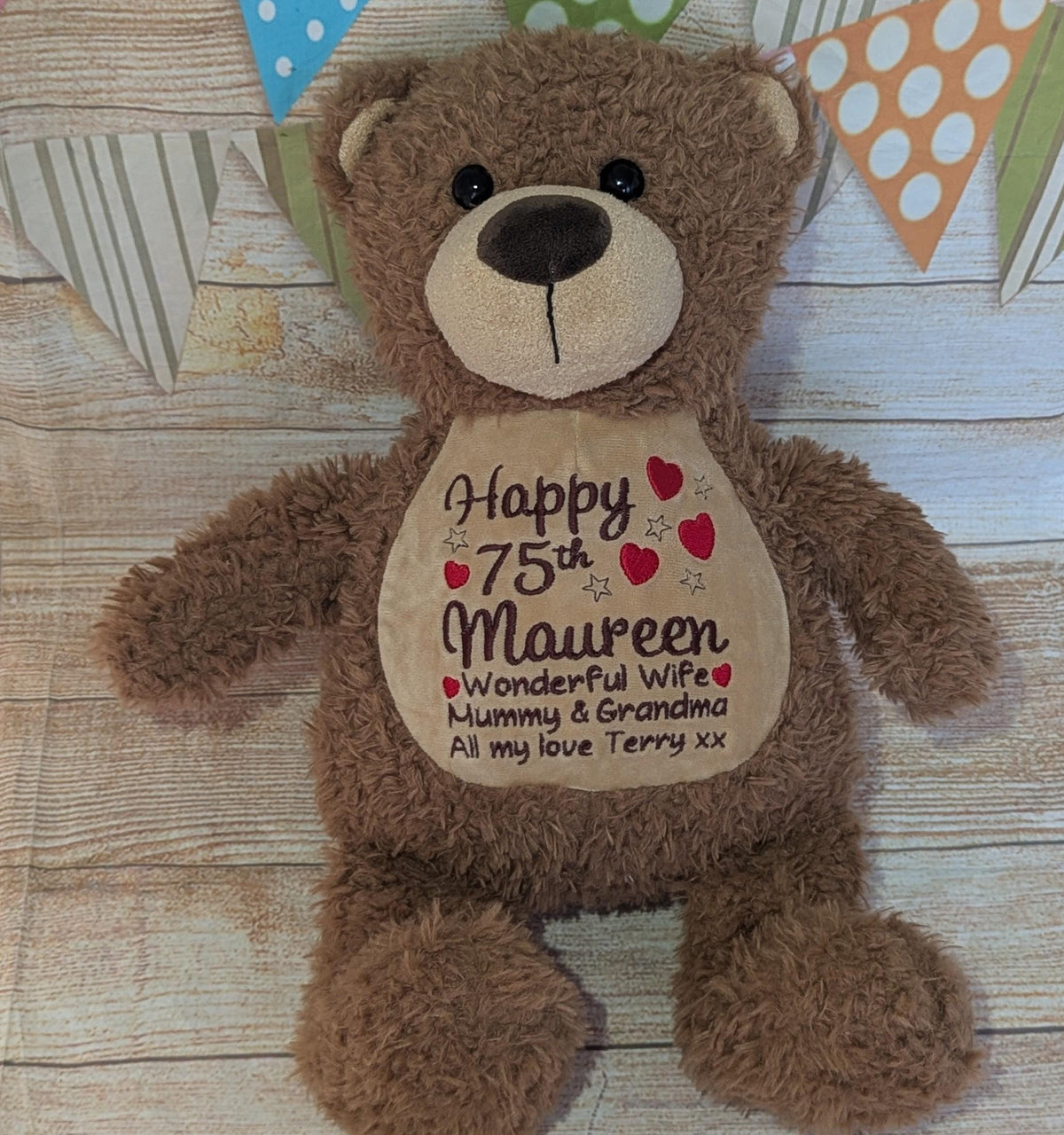 Personalised Embroidered Teddy - Custom Soft Toy Plush Gift - Tummi - Milestone Birthday, 18, 21, 30, 40, 50, 60, 70, 80, 90, 100