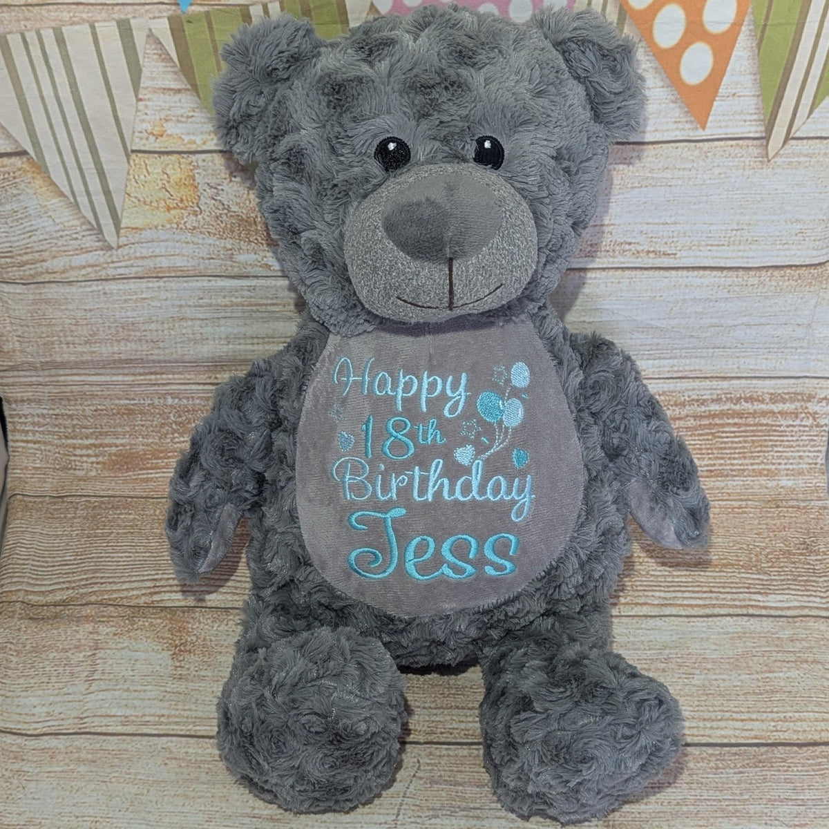 Personalised Embroidered Teddy - Custom Soft Toy Plush Gift - Tummi - Milestone Birthday, 18, 21, 30, 40, 50, 60, 70, 80, 90, 100