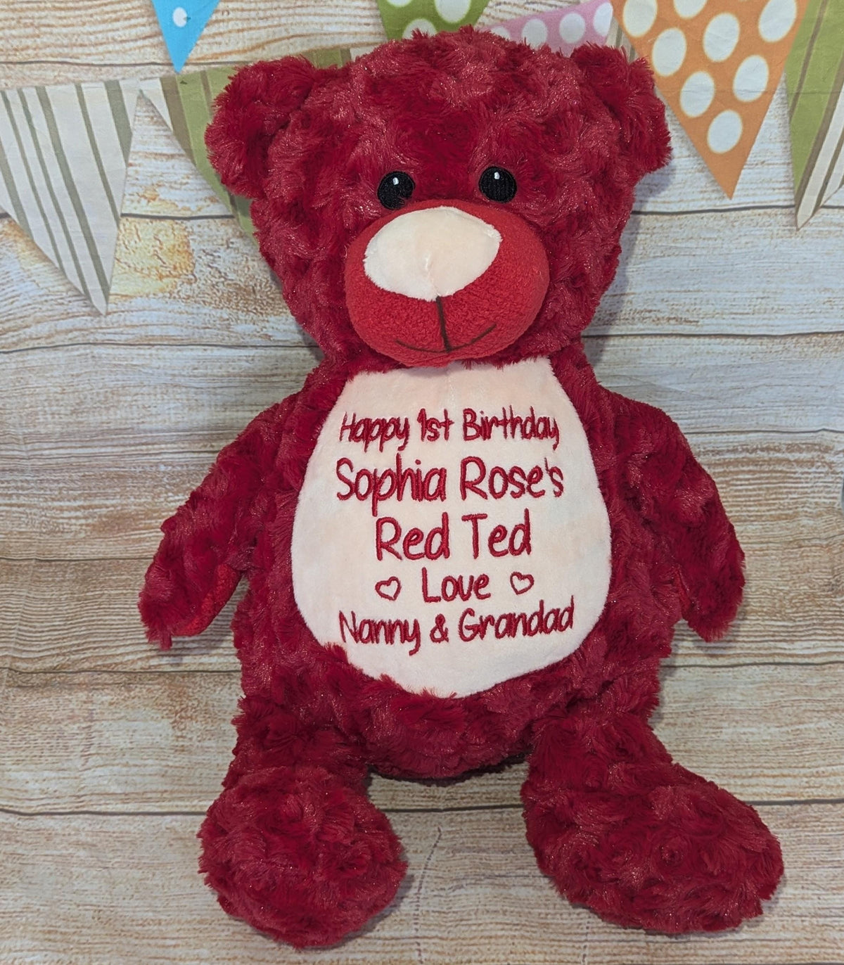 Personalised Embroidered 1st Birthday Teddy - Custom Soft Toy Plush Gift - Tummi - Birthday Gift