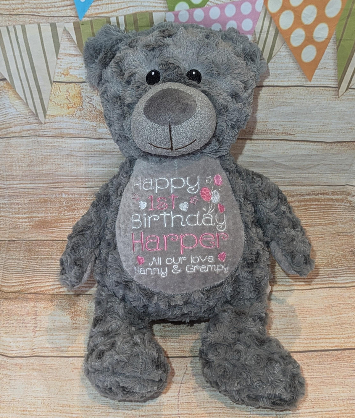 Personalised Embroidered 1st Birthday Teddy - Custom Soft Toy Plush Gift - Tummi - Birthday Gift