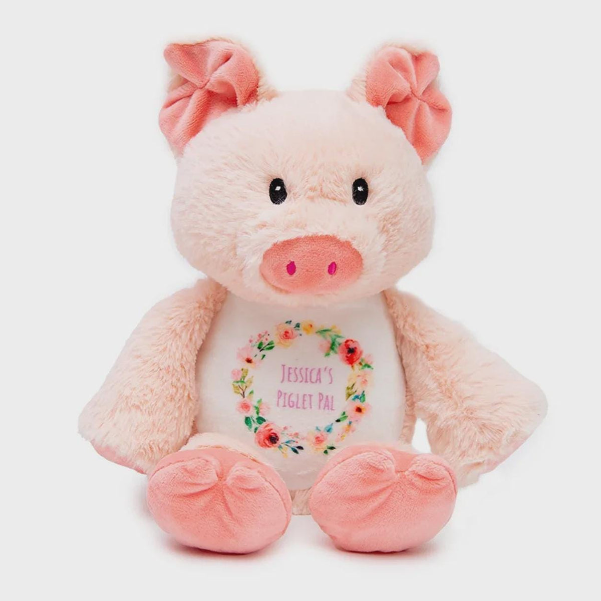 Personalised Printed Pig Plush Toy: Custom Name, Birth Block, Message • New Baby Gift • Birthday or Christening Keepsake, baby shower