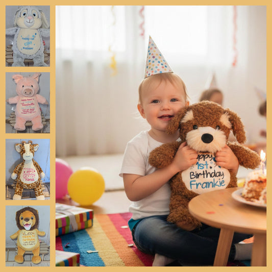 Personalised Embroidered 1st Birthday Teddy - Custom Soft Toy Plush Gift - Tummi - Birthday Gift