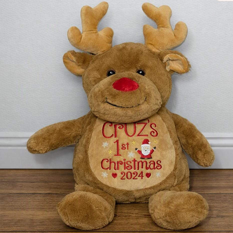 Personalised Embroidered Teddy - Custom Soft Toy Plush Gift - Tummi - 1st Christmas