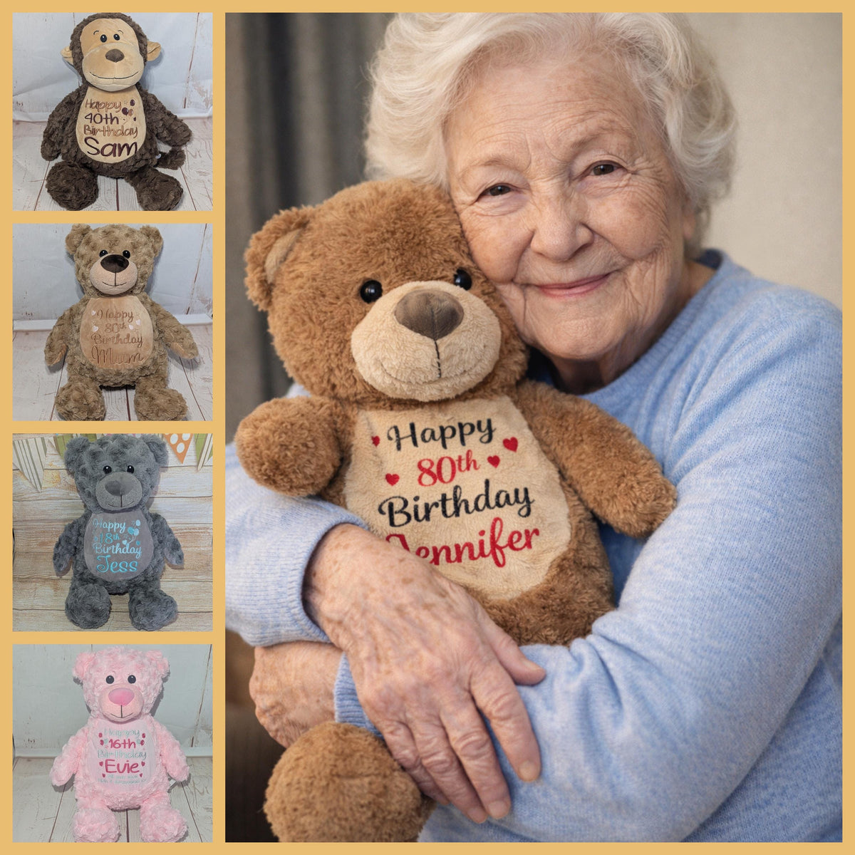 Personalised Embroidered Teddy - Custom Soft Toy Plush Gift - Tummi - Milestone Birthday, 18, 21, 30, 40, 50, 60, 70, 80, 90, 100