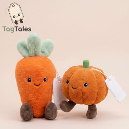 Personalised Printed Patch the Pumpkin Tag Tales • Personalised Halloween Plush • Custom Printed Tag • Autumn Soft Toy Gift