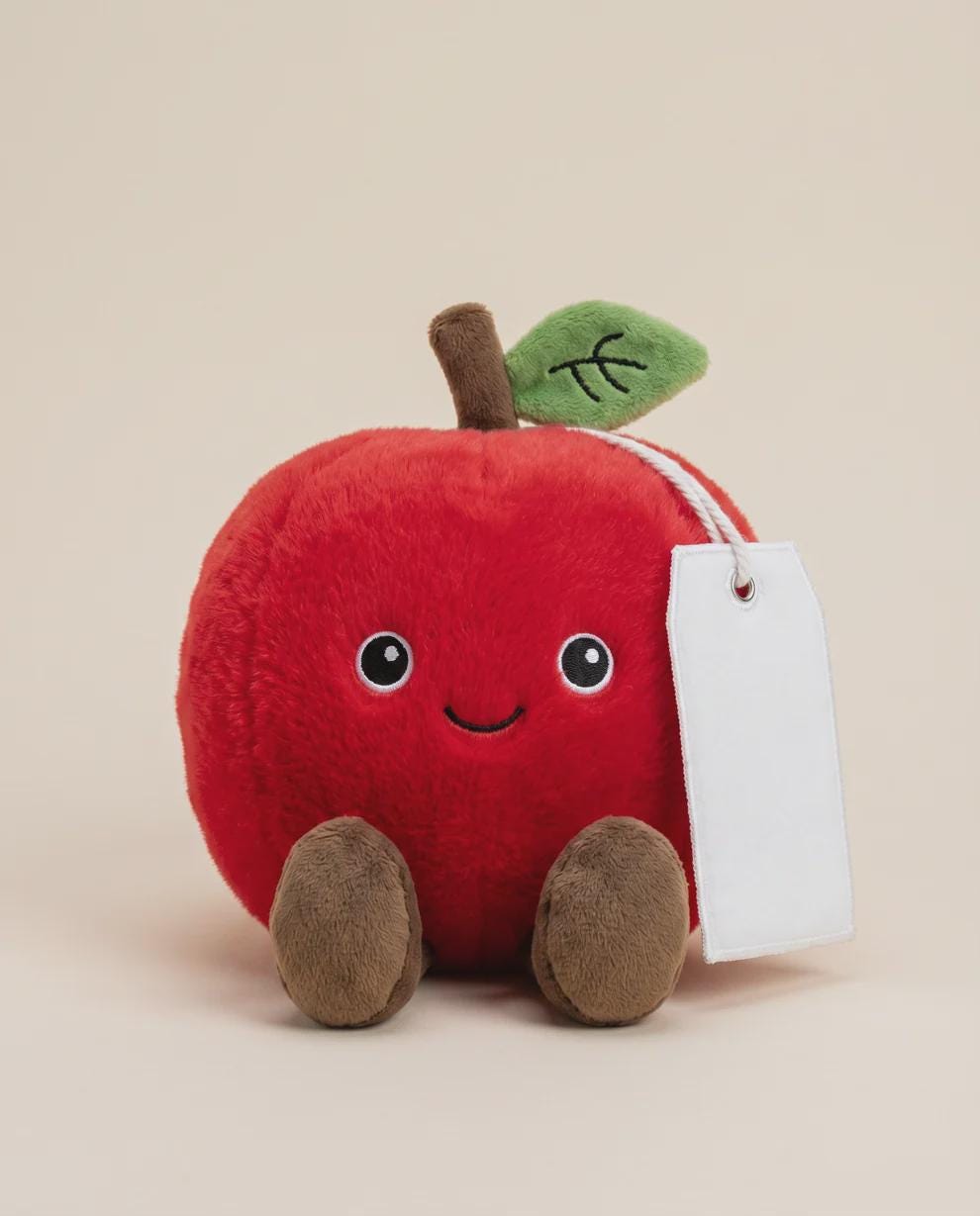 Personalised Printed Archie the Apple Tag Tales • Teacher Gift • Personalised Plush • End of Term Thank You