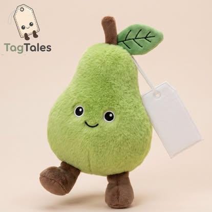 Percy the Pear plush with personalised printed tag