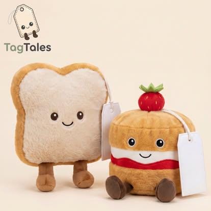 Personalised Printed Toby the Toast Tag Tales • Personalised Toast Plush • Custom Printed Tag • Friendship Gift • Breakfast Soft Toy