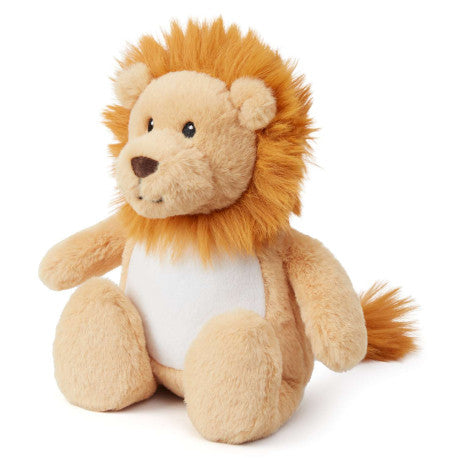 Plush lion toy on a white background